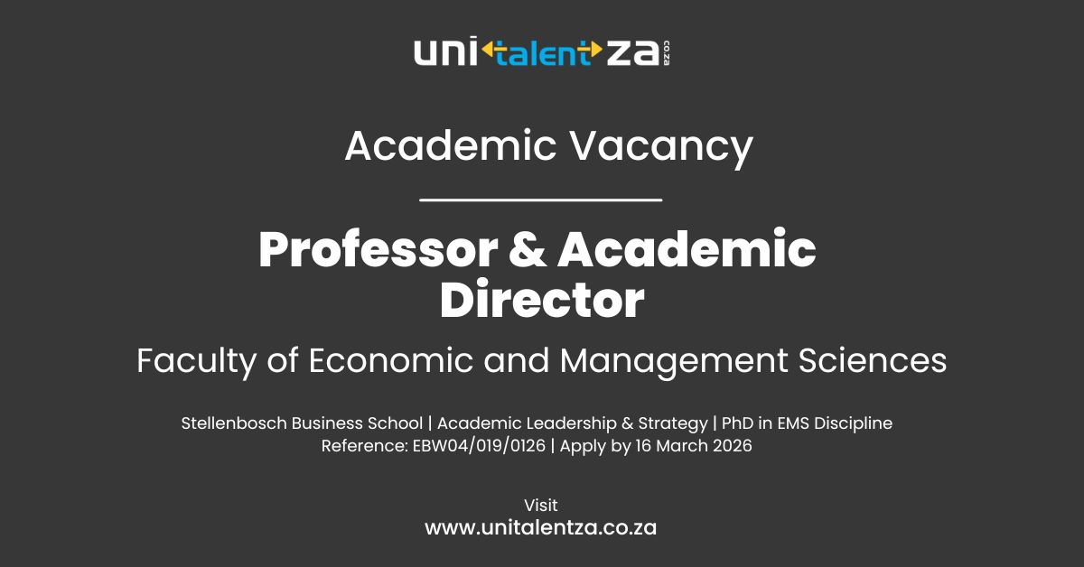 Professor and Academic Director position at Stellenbosch Business School, Stellenbosch University