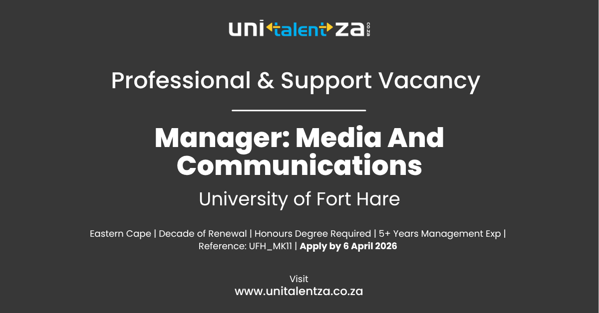 Manager Media And Communications University of Fort Hare
