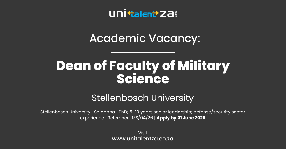 ob vacancy for Dean: Faculty of Military Science at Stellenbosch University